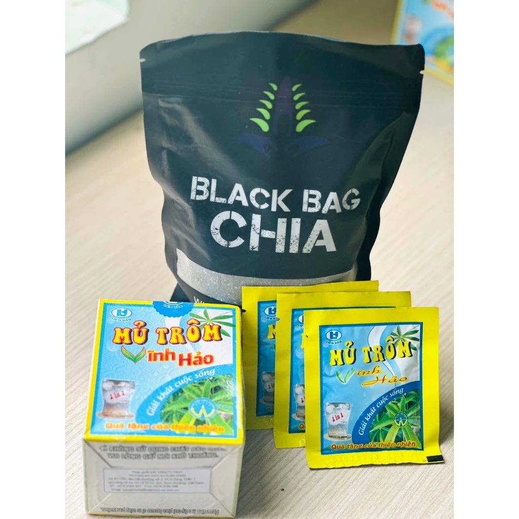 Combo 1túi hạt chia Úc 500g và 1 hộp mũ trôm nguyên chất Vĩnh Hảo 150g.(10 túi/ hộp )