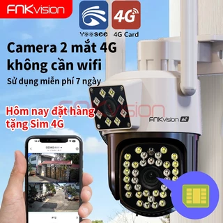 Yoosee Camera 2 mắt Fnkvision 4G 8.0Mp, xem 360 độ, ban đêm có màu, hai giao diện quan sát