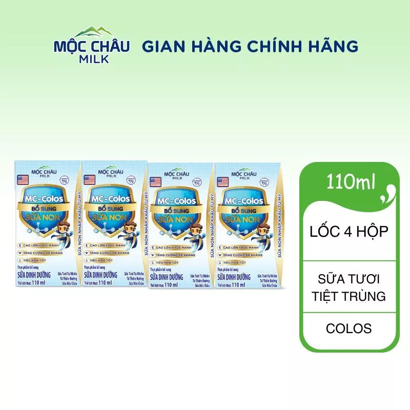 3 Lốc - 5 Lốc Sữa dinh dưỡng MC Colos Mộc Châu Milk