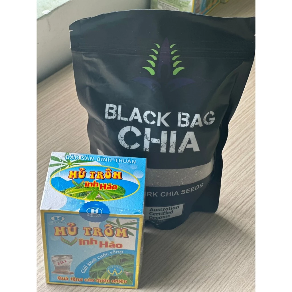Combo 1 túi chia đen 500g Úc và 1 Hộp Mũ Trôm Nguyen Chất Vĩnh Hảo 150g