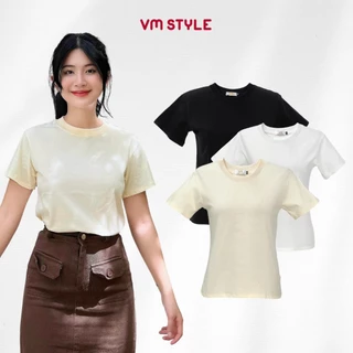 Áo thun nữ VMSTYLE tay ngắn cổ tròn trơn basic nhiều màu đi học, đi làm 37230 - ATU00613