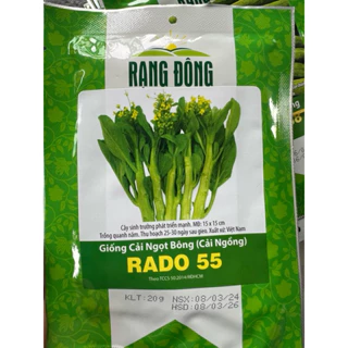 Hạt giống Cải Ngọt Bông Rado 55 (20g~6000 hạt) Cải Ngồng nảy mầm tốt, chịu nhiệt, trồng quanh năm - Hạt giống Rạng Đông