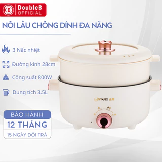 Nồi Lẩu Đa năng Chống Dính Hàn Quốc 4 Chế Độ Nhiệt, Dung Tích 3.5L Chiên, Sào, Luộc, Hấp Dùng Cho Gia Đình