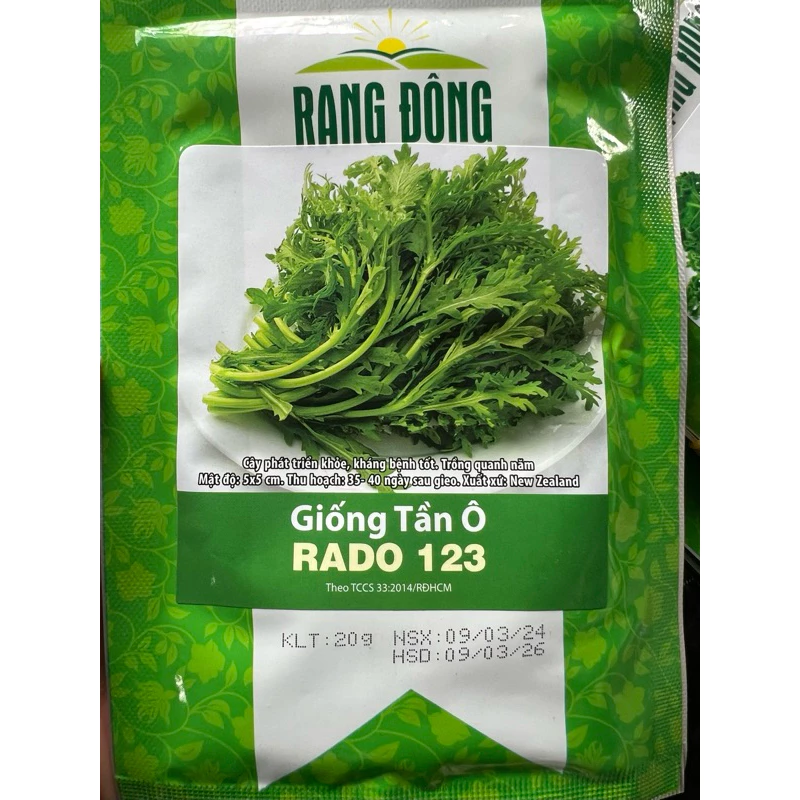 Hạt giống Tần Ô Rado 123 (20g~3500 hạt) - Rau Cúc Tẻ nảy mầm tốt, ít sâu bệnh, trồng quanh năm - Hạt giống Rạng Đông