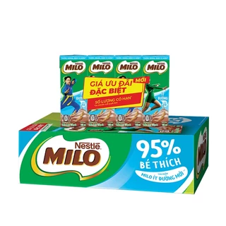 Thùng 48 hộp thức uống lúa mạch uống liền Nestlé MILO ít đường 48x180ml