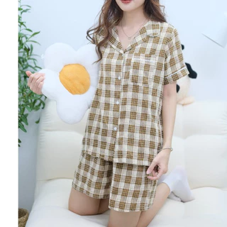 Bộ pijama ✨[HÀNG MỚI VỀ]✨ bộ mặc nhà chất đũi kẻ các màu thoáng mát xinh xỉu