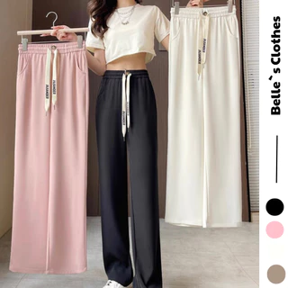 Quần Ống Rộng Chất Nỉ Tăm Belle`s Clothes kiểu quần dài ống suông cạp chun lưng cao có dây rút chỉnh eo