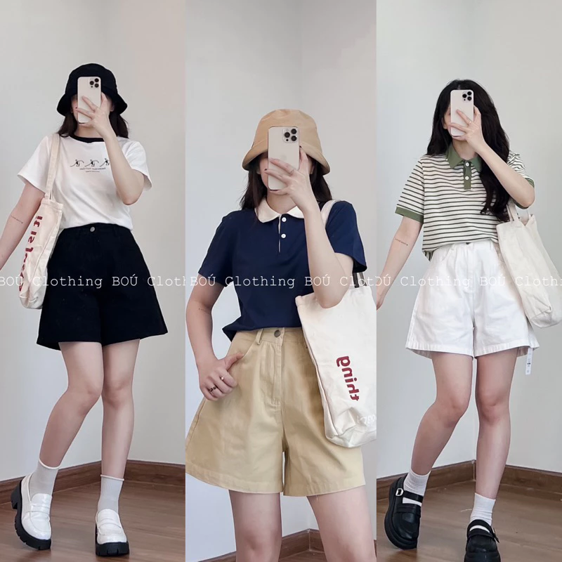 Quần short kaki trơn trẻ trung BOÚ Clothing (ảnh thật)