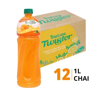 Thùng 12 chai nước cam ép Twister 1 lít của pepsiCo