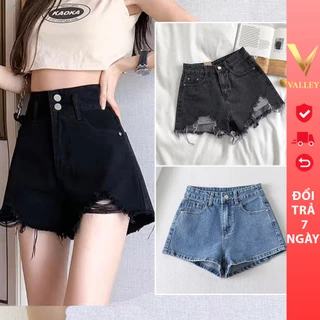 Quần Short Jeans Bò nữ Cạp Cao Avocado chất jean, Quần Bò ngắn lưng cao Nữ Rách Nhẹ Chất Vãi Mềm Mại