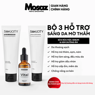 Bộ sản phẩm chăm sóc da nam sáng da, mờ thâm sạm toàn diện Men Stay Simplicity Brightening Trio