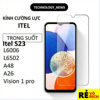 Kính cường lực Itel S23/ L6006/ L6502/ A48/ A26/ Vision 1 pro trong suốt tặng giấy lau màn hình