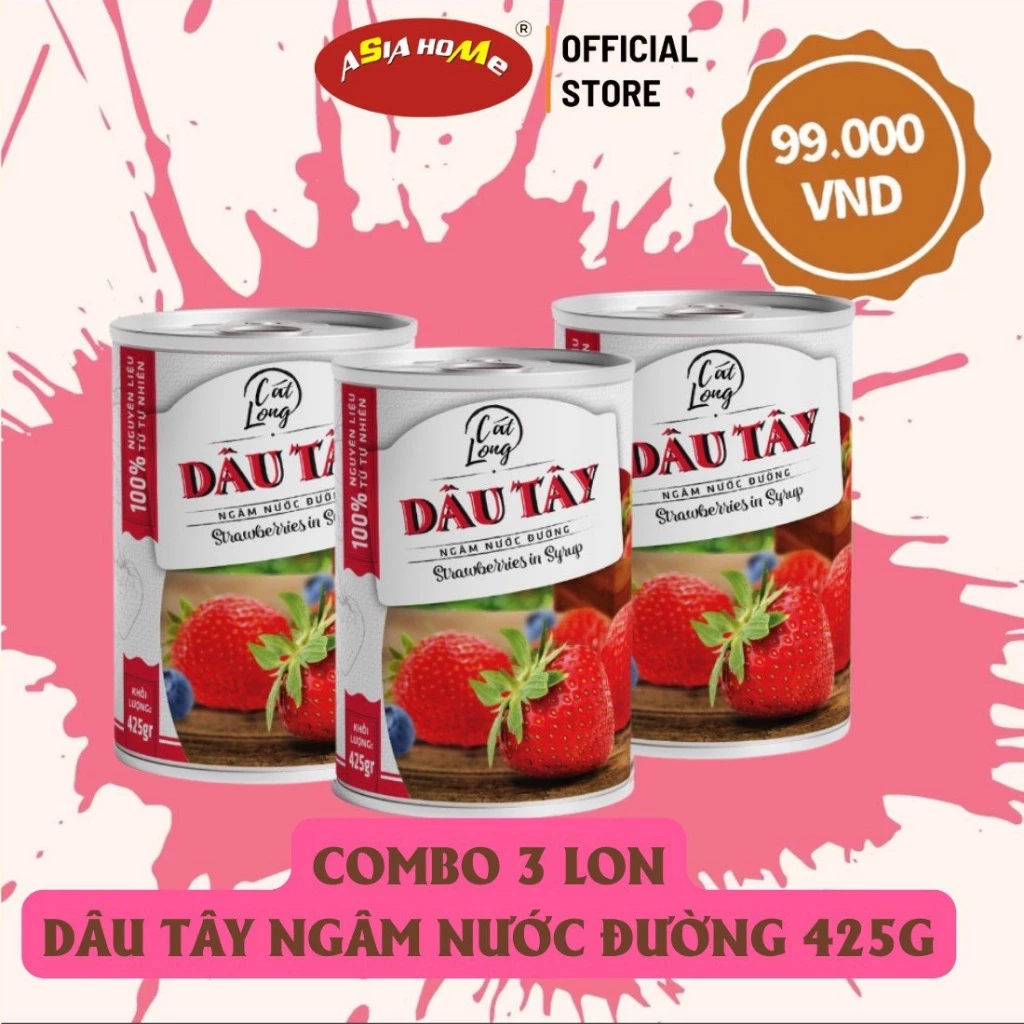 Combo 3 Lon Dây Tây Ngâm Nước Đường Cát Long 425gr