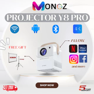 Máy chiếu Android MONOZ Y8 PRO Mini 6500 Lumens HD 1080P 4K WiFi LED Projector.