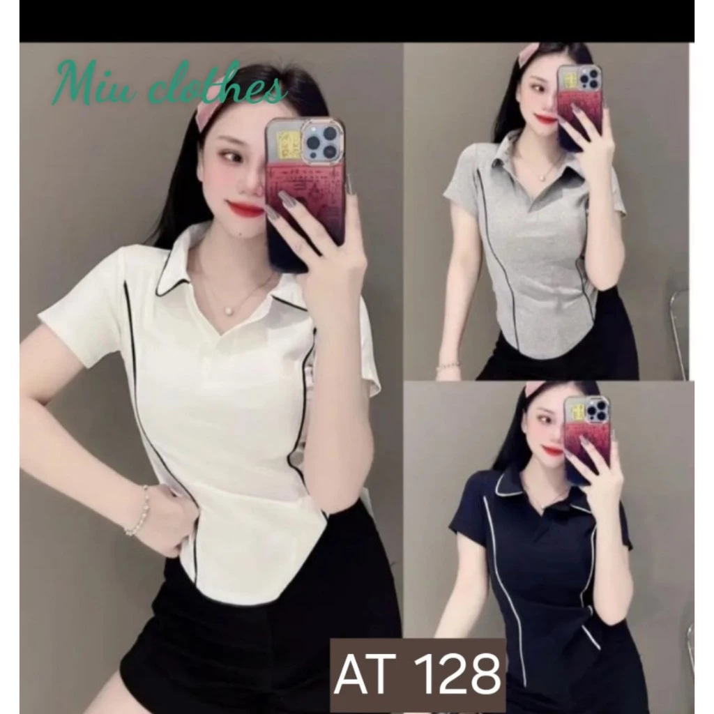 Áo thun polo nữ bigsize vải borip kiểu trơn viền By Miu Clothes.