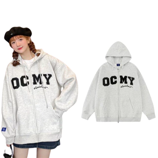 Áo khoác hoodie nỉ bông cao cấp in chữ OCMY fom rộng nam nữ unisex.