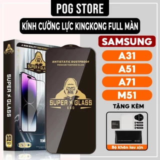 Kính cường lực Samsung Galaxy A31, A51, A71, M51 Kingkong full màn | Miếng dán bảo vệ màn hình cho ss