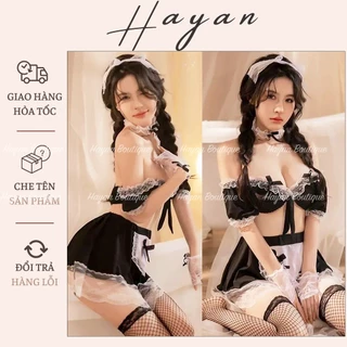 HT507 Bộ đồ Cosplay cô hầu gái giúp việc phối ren kèm phụ kiện gợi cảm quyến rũ HT507