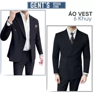 Áo Vest Nam 6 Nút Hàn Quốc , Áo Blazer Nam 6 Nút có Đệm Vai Trang Phục Đi Tiệc, Đi Chơi.