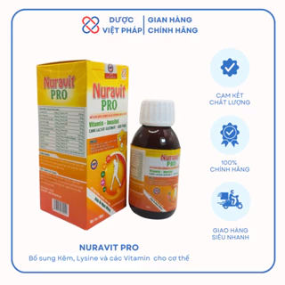 NURAVIT PRO Bổ Sung Kẽm, Lysine Và Các Vitamin Giúp Ăn Ngon Miệng, Hỗ Trợ Tăng Cường Tiêu Hóa 100ml