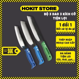 Bộ dao làm bếp 3 món 3 kích cỡ sắc bền đẹp, dùng thái thịt rau củ quả tiện lợi - HokitStore HOKIT45