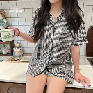 𝐁𝐥𝐚𝐜𝐤 𝐂𝐚𝐫𝐨 𝐏𝐲𝐣𝐚𝐦𝐚𝐬 - Pyjamas, bộ ngủ chất đũi lạnh thoáng mát Nadege.apr