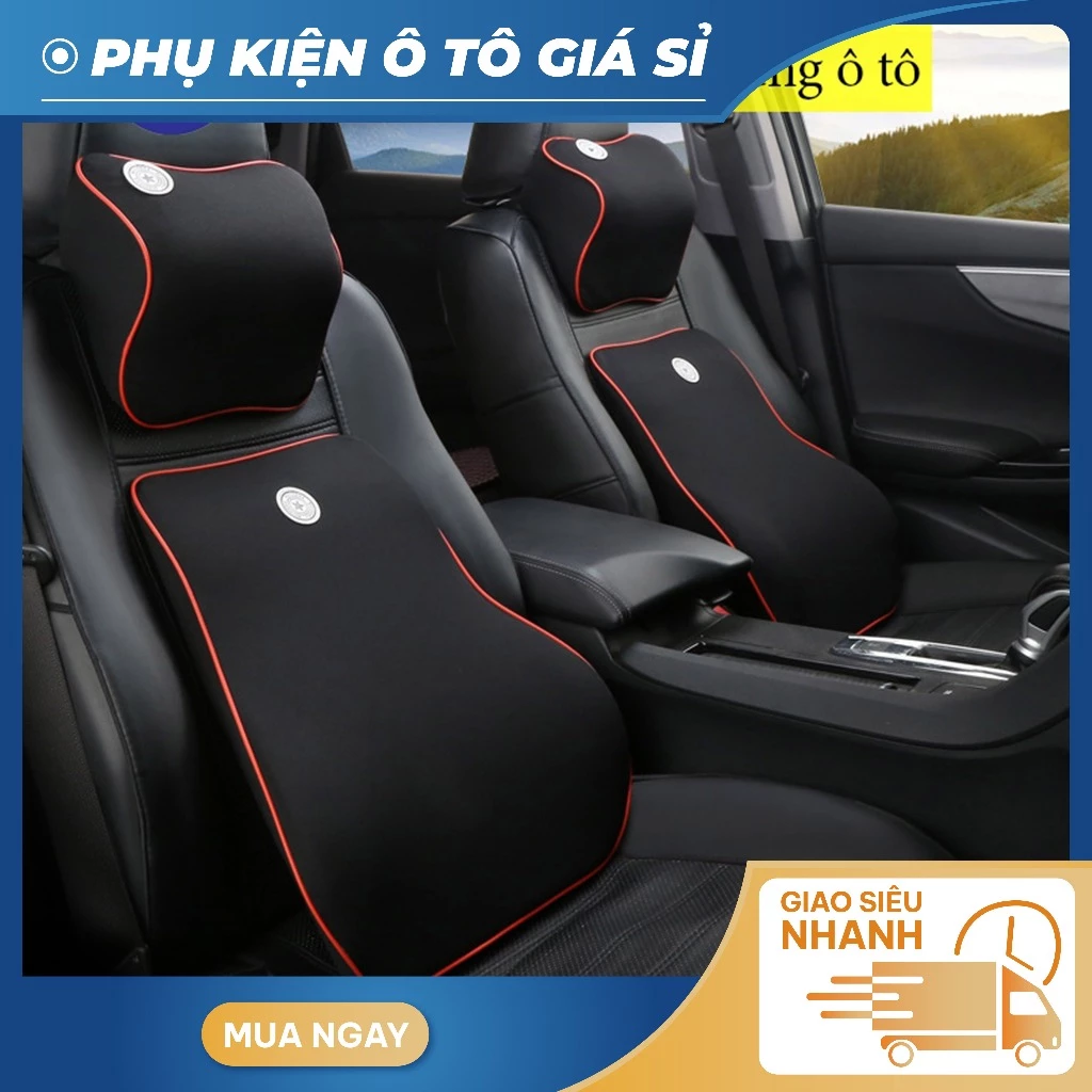 Gối Tựa Đầu Và Kê Tựa Lưng Ghế Ô Tô Cao Su Non Nỉ Cao Cấp Chống Đau Mỏi Lưng,Cổ,Vai Khi Đi Lái Oto Xe Hơi