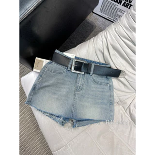 Quần jeans giả váy kèm đai to hàng QC