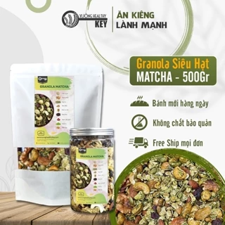 Ngũ cốc Granola siêu hạt vị matcha Healthy Key - ngũ cốc ăn kiêng không đường