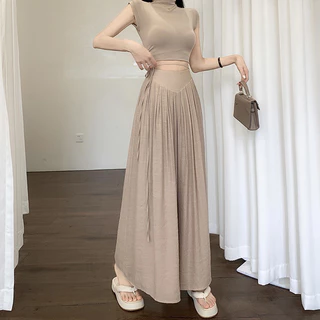 Quần culottes đũi dáng dài ống rộng siêu hot dáng suông mặc siêu xinh M108