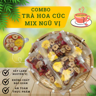 Combo 35 gói trà thảo mộc hoa cúc mix 5 vị thanh nhiệt,chống lão hoá, mờ thâm,tăng cường thị lực  -Trà Hoa Ngân Anh