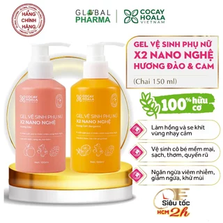 Dung dịch vệ sinh phụ nữ COCAYHOALA X2 nghệ/đào - Kháng khuẩn, hồng mịn, se khít (Chai 150ml)