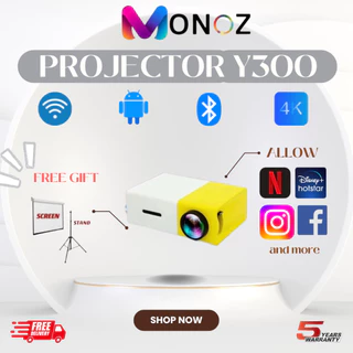 Máy chiếu Monoz Y300 Projector Máy chiếu mini cầm tay HD 1080P 4K LED Điện thoại máy tính xách tay Android HDMI USB Nhỏ