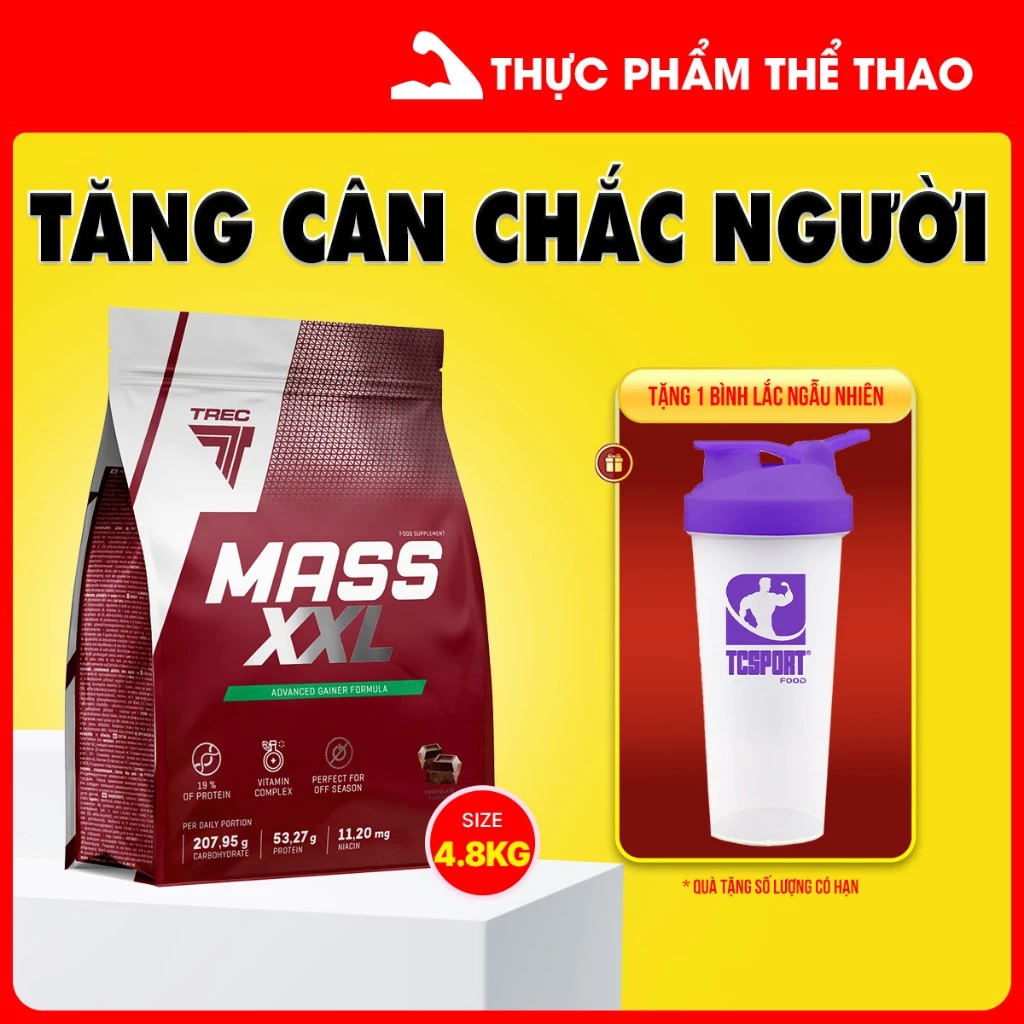 Sữa Tăng Cân Săn Chắc MASS XXL 4800g - Nhiều Hương Vị - Hàng Chính Hãng Trec Nutrition