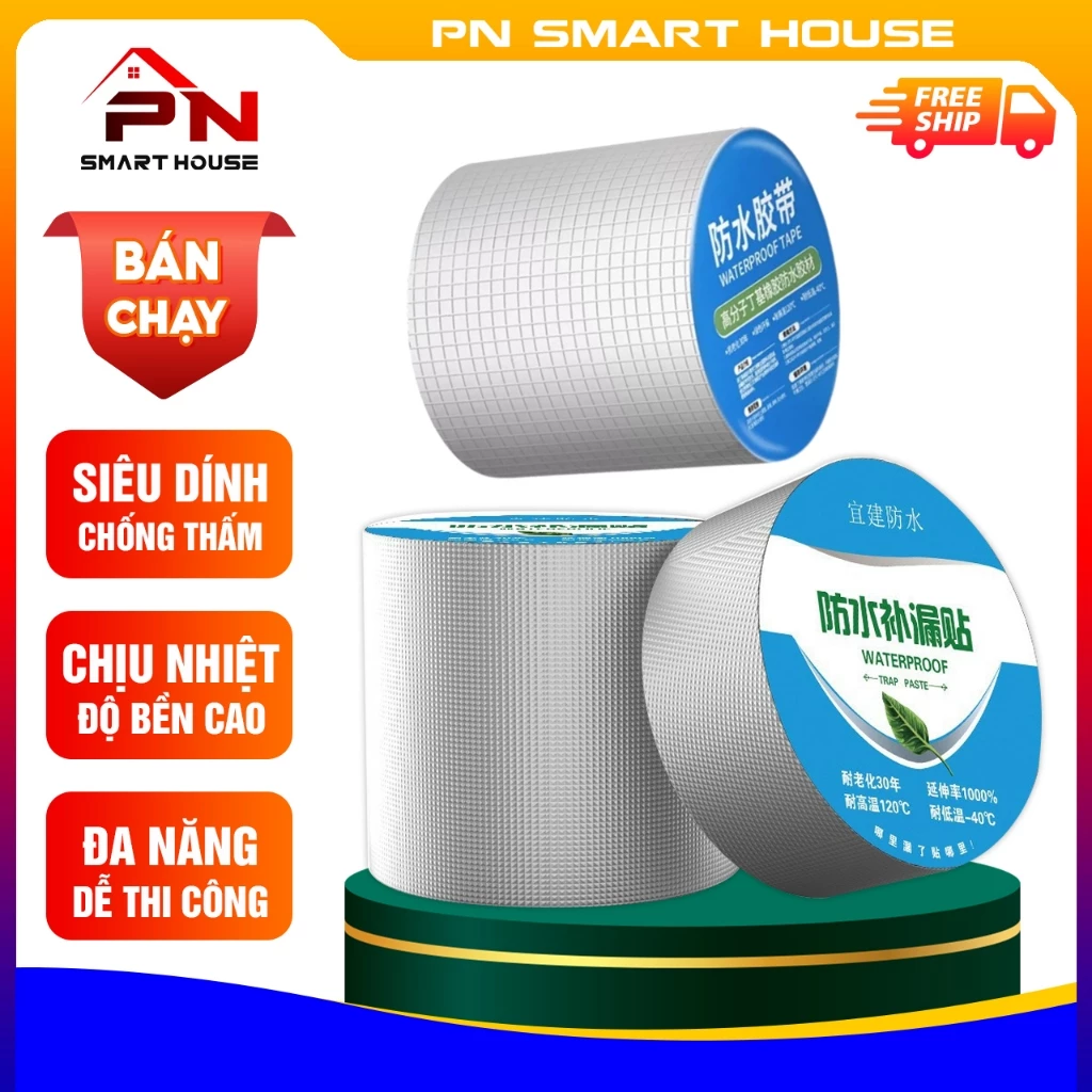 Băng Keo Siêu Dính Chống Thấm Và Chịu Nhiệt Waterproof BUTYL Chính Hãng Nhật Bản, Băng keo chống thấm
