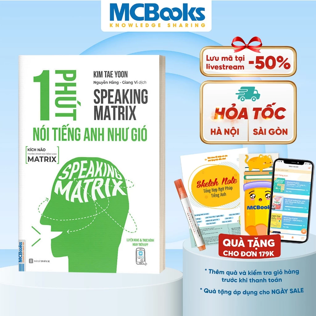 Sách - 1 Phút Nói Tiếng Anh Như Gió - Speaking Matrix - Học Qua App Online