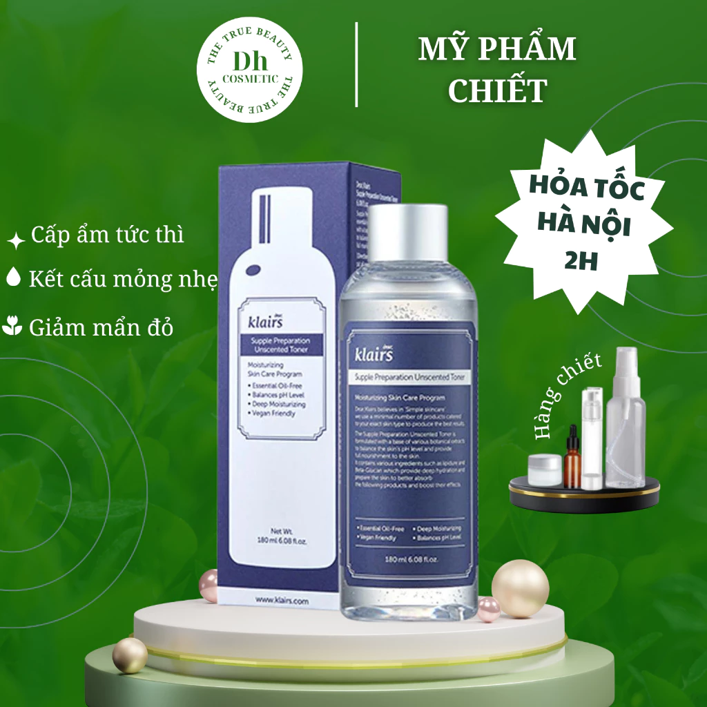 Nước Hoa Hồng Klairs Không Mùi Dưỡng Ẩm, Làm Dịu Da Klairs Supple Preparation Unscented Toner 180ml