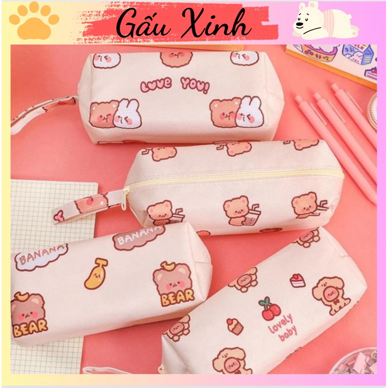 Hộp bút gấu nâu cute màu be GIÁ SỈ