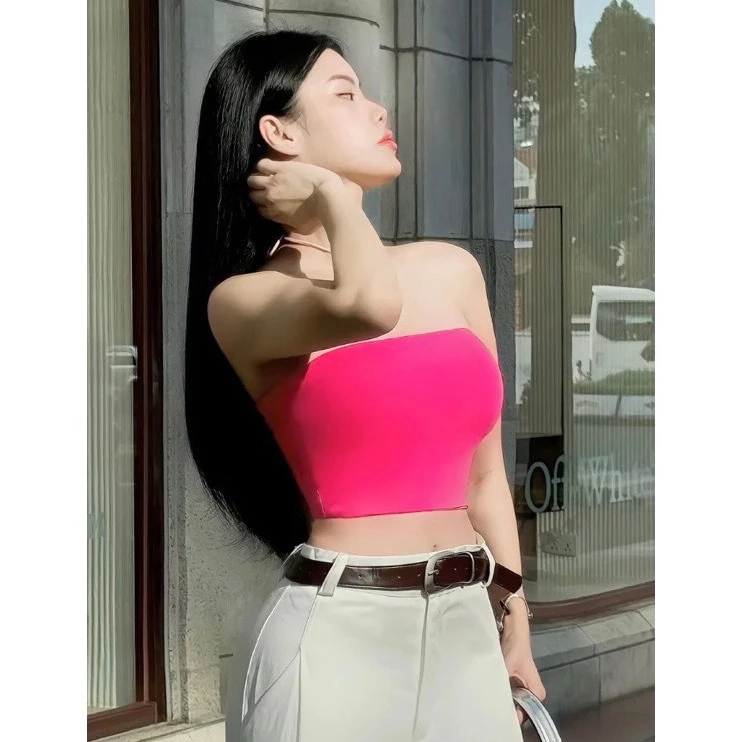 Áo ống xếp ly ngực croptop vải thun borip TU