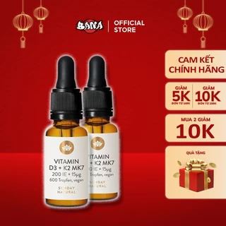 Vitamin D3 K2 Mk7 cho bé🌸𝑪𝒉𝒊́𝒏𝒉 𝒉𝒂̃𝒏𝒈🌸Sunday Natural Đức chắc khỏe xương hỗ trợ phát triển chiều cao