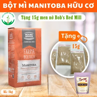 [ Tặng 15g men nở] Bột Làm Bánh Mì Manitoba Hữu Cơ 1kg