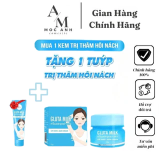 Kem Thâm Nách Gluta Milk (MUA 1 TẶNG 1) Kem Xịt Nách Giảm Thâm Ngăn Mùi Cơ Thể Hiệu Quả