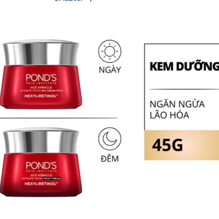 [Combo] Bộ Kem dưỡng ngày đêm Pond's Age Miracle mờ đốm nâu và nếp nhăn với 50X Hexyl-Retinol 45G