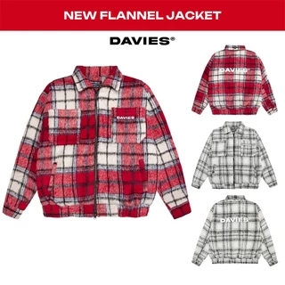 Áo flannel jacket nam nữ DAVIES khoác nỉ lót dù form boxy họa tiết caro màu đỏ, đen Double Zip | D37-AK2