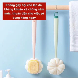 Cây Cọ Lưng 2 Mặt, Cây Bông Tắm Cầm Tay Dài Tẩy Tế Bào Chết 2 Chi Tiết