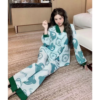 Bộ Đồ Ngủ Pijama kate thái Cao Cấp Áo Tay Dài , đồ bộ tay dài quần dài cho nữ