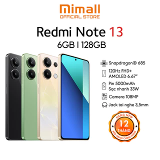 Điện thoại Redmi Note 13 (6GB/128GB) | Camera 16MP f/2.4 | Màn hình 6.67" | Bảo hành 12 tháng - Hàng chính hãng