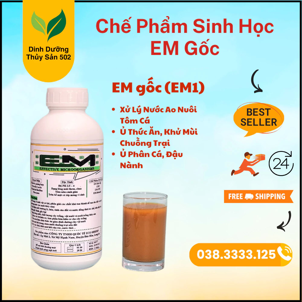 Chế Phẩm Sinh Học EM Gốc 1 Lít (EM1), Xử Lý Nước Ao Nuôi Tôm Cá, Ủ Thức Ăn Vật Nuôi, Khử Mùi Chuồng Trại