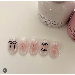 CiCin Nailbox / Móng úp Ombre Nơ Tim Đen (KH nhớ đọc kỹ mô tả)