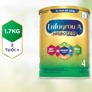 Sữa bột Enfagrow A+ Neuropro 4 -1.7kg - FL HMO Vị Nhạt Dễ Uống :2-6 tuổi